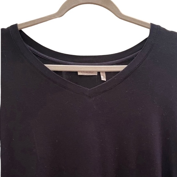 LOGO by Lori Goldstein Short Sleeve Knit Top With Chiffon Trim. Black. 2X - Picture 2 of 13